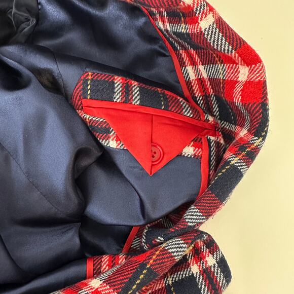 NEW J.Crew Collection Blazer Jacket Italian Plaid Holiday Preppy Red Navy US 2 - Picture 10 of 14